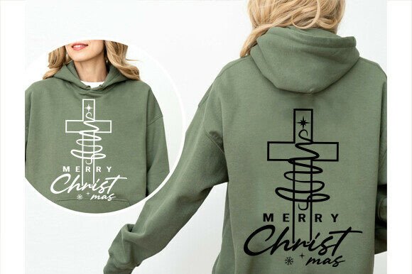 Christian Christmas Tree SVG PNG, Cross Graphics for T-Shirt Designs