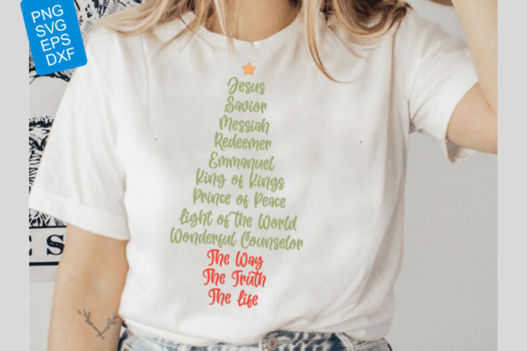 Jesus Names Christmas Tree SVG: Christian Graphics & T-Shirt Designs