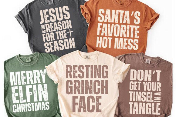 Trendy Christian Christmas PNG Bundle: Graphics & T-Shirt Designs